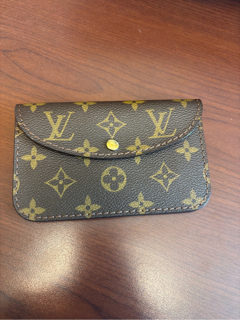 Louis Vuitton Monogram Slim Card Case in Brown and Gold Accents
